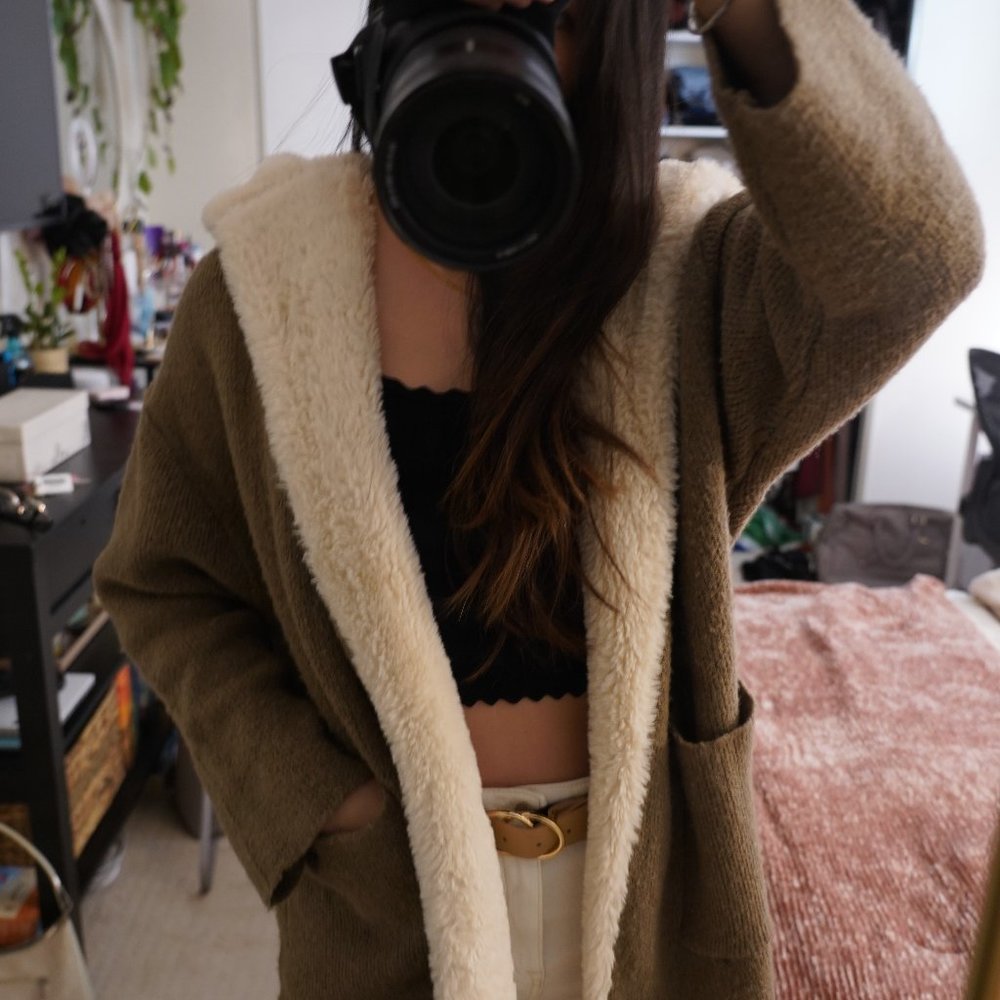 Zara Fur Brown Cardigan with Hood